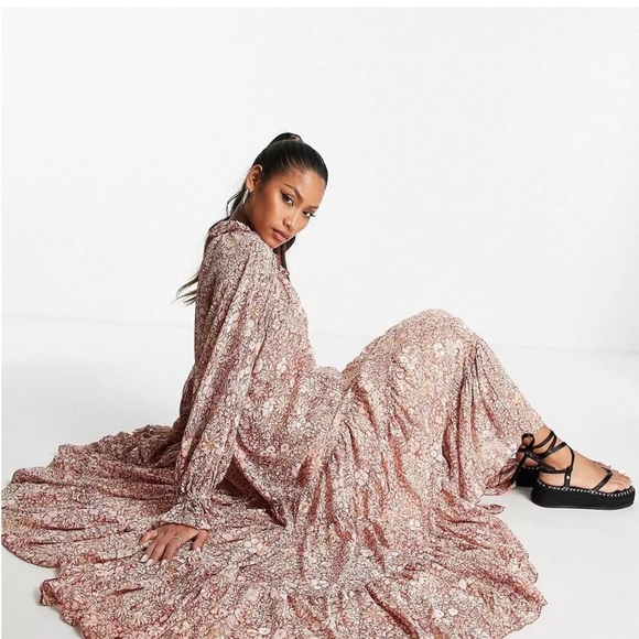 Free People Feeling Groovy  Red Maxi Dress Red (No Slip) SP - Picture 3 of 13